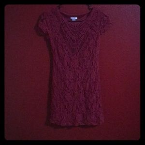 Maroon laces Mini dress very detail lace pattern